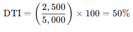 Debt-to-Income Ratio formula example